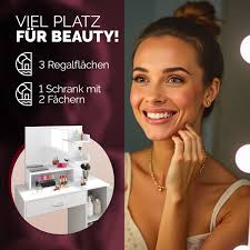 Tocador Jocelyn blanco 140x90x40cm con LED en cajón