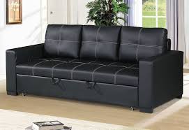 Top grain leather on all seating areas and armrests with leather match on front rails, sides and back Stockton Black Leather Sofa Bed