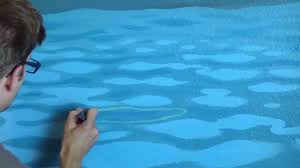 Plaster, vinyl or fiberglass pools may eventually need pool surface repairs, have pool tile problems or need to prepare a pool for repainting or make pool plaster repairs. How To Paint Pool Water 3 Water Painting Water Art Painted Pool