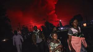 The nyiragongo volcano in the democratic republic of congo is pouring lava towards goma, displacing thousands in the city and its surrounding areas. 5m3poizpi5mlnm