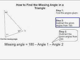 We can use the property that the angles of a triangle add up to 180 degrees. How To Find The Missing Angle In A Triangle Youtube