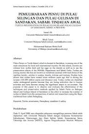 Tingkat 4, wisma san hin. Pemuliharaan Penyu Di Pulau Selingan Dan Pulau Gulisan Di Sandakan Sabah Tinjauan Awal Borneo Research Journal