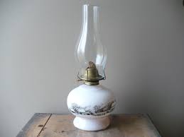 Currier Ives Oil Lamp Vintage Table Light Hurricane Lamp Glass Shade Eagle Oil Lamp Theearlybirdfinds Oil Lamps Oil Lamp Centerpiece Hurricane Lamps