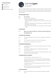 artist resume/artist cv sample
