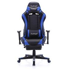 Gaming Racing Chair Leather Office Recliner Computer Seat Swivel Footrest Blue Affilink Officechairs Racing Chair Gaming Chair Comfy Leather Chair