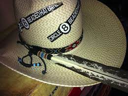 Circle 8 Beaded Hatbands Hatband With Matching Beaded Feather Find Us On Facebook Beaded Hat Bands Cowboy Hats Hat Bands