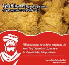 Dada ayam goreng dengan kulit memiliki 217 kalori; Tingginya Kalori Dan Lemak Pada Ayam Ayyasy Middle Eastern Fried Chicken Facebook