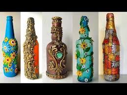 5 Diy Bottle Art Bottle Decoration Ideas Youtube Bottle Art Bottles Decoration Wine Bottle Crafts