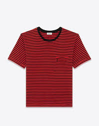 Black And Red Striped T Shirt Mens Saint Laurent Ysl Short Sleeve T Shirt In Black And Red Striped Cotton Jersey Modesens Polo Tee Shirts Shirts Black And Red