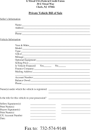 free new jersey private vehicle bill of sale form pdf 5kb 1 page s