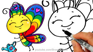 Just have fun and don't hesitate to experiment with colors, textures and patterns. How To Draw A Cartoon Butterfly Cute Step By Step Rainbow Colors Youtube