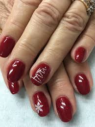 Sparkle Red Christmas Stamped Christmas Tree Gel Nails Cute Christmas Nails Christmas Nails Gel Nails