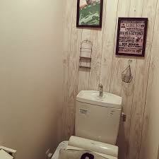 バス トイレ 板壁風 トイレ カフェ風 100均 などのインテリア実例 2016 02 21 22 52 07 roomclip ルームクリップ インテリア インテリア 実例 インテリア 参考