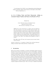 We would like to show you a description here but the site won't allow us. Pdf An Art Of Editing Thesis And Book Manuscript Adding An Automatic Chapter Number And Name To The Header In Word