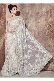 Heavenly White Net Wedding Saree Saree Designs Party Wear Sarees Bridal Saree