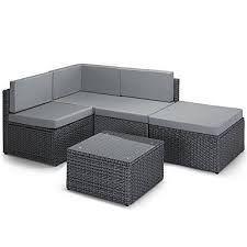 Vonhaus Rattan Modular Sofa Set Comfortable Cushioned L Shaped Outdoor Furnitur Design Garden So Garden Sofa Modular Sofa Black Rattan Garden Furniture