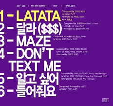 G I Dle Ì—¬ìž Ì•„ì´ë“¤ On Twitter Ì—¬ìž Ì•„ì´ë“¤ 1st Mini Album I Am Track List 2018 05 02 18 00 Kst Ì—¬ìžì•„ì´ë“¤ G I Dle I Am Latata Ë‹¬ë¼ Maze Dont Text Me Ì•Œê³  Ì‹¶ì–´ Ë“¤ì–´ì¤˜ìš” Https T Co 2jufjdnxcf 315 likes · 24 talking about this. ì—¬ìžì•„ì´ë“¤ g i dle i am latata