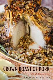 Royal Crown Roast Of Pork With Stuffing Recipe Crown Roast Crown Roast Of Pork Holiday Meat Recipes