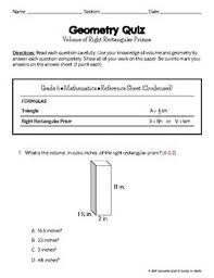 This Product Is A 10 Question Multiple Choice Quiz That Can Be Given In The Middle Of A 6th Grade Geometry Unit Focused On Sixth Grade Math Math Geometry Quiz