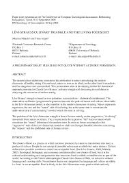 Pdf Levi Strauss Culinary Triangle And The Living Foods Diet Tiina Arppe Academia Edu