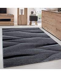 Wir bieten dir alle formen und farben zu attraktiven preisen auf moebel.de. Teppich Modern Designer Wohnzimmer Abstrakt Wellen Muster Grau Schwarz