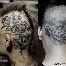Head Rose Tattoos I Would Never Have The Courage To Get My Head Tattooed Even With All The Ones I Have Now But They Re Int Tattoos Scalp Tattoo Head Tattoos