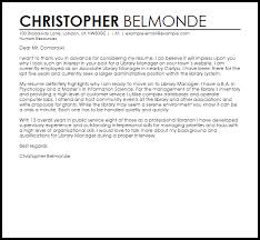 Library Manager Cover Letter Sample Cover Letter Templates Examples