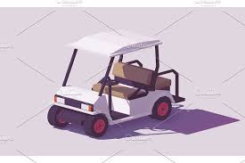 Vector Low Poly Golf Cart Golf Carts Low Poly Isometric Design