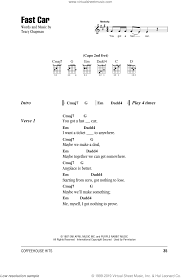Chapman Fast Car Sheet Music For Guitar Chords Pdf Guitar Chords Guitar Digital Sheet Music