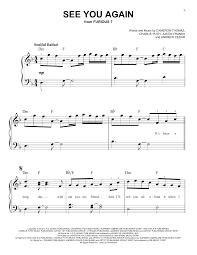 Wiz Khalifa See You Again Feat Charlie Puth Sheet Music Pdf Notes Chords Rock Score Super Easy Piano Download Printable Sku 179369