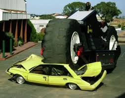 Car and truck rim crusher. Spluch Australia S Monster Motorbike Monster Bike Monster Trucks Motorbikes