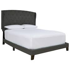 Compatible with all mattress types, no box spring. Signature Design By Ashley Vintasso Queen Upholstered Bed With Charcoal Fabric Tufted Wing Back Headboard Standard Furniture Upholstered Beds