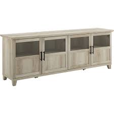 Tv stands & entertainment centers : Walker Edison W70gd4dwo 70 Tv Stand W Glass Wood Panel Doors In White Oak