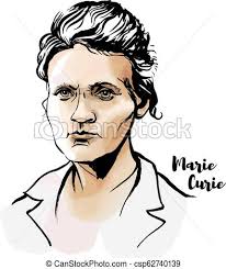 1911 bekommt marie curie erneut die hochdotierte auszeichnung, dieses mal für chemie. Marie Curie Marie Sklodowska Curie Wasserfarbe Vektorportrat Mit Tintenkonturen Die Erste Frau Die Einen Nobelpreis Canstock