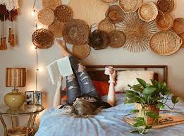 Boho Mid Century Modern Plants Wicker Basket Wall Bedroom Baskets On Wall Basket Wall Decor Wall Decor Bedroom