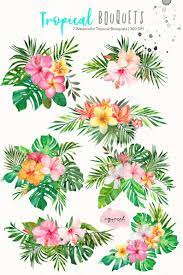 Watercolor Tropical Flower Bouquets Clipart Hawaii Clipart Etsy Flower Painting Tropical Flowers Bouquet Tropical Flower Tattoos