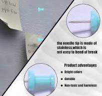 Amazon.com: VAPKER Push Pins Tacks 120Pcs Solid LightBlue Thumb Tacks  Larger Size Pin Map Tacks Plastic Head with Steel Point for Bulletin Board  : ...