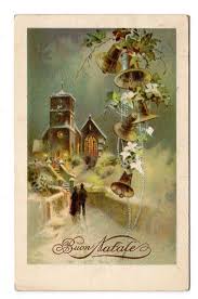 Antica Cartolina Buon Natale Epoca 1933 Piccola Paesaggio Campane Animata Cartolina Buon Natale Arte Natalizia Scene Di Natale