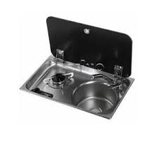 Combine 1 Feu Evier Rectangle Couvercle 530x340mm Evier Rond Couvercle Petit Camping Car