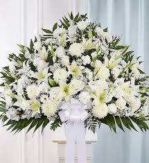 For customer service inquiries, please tweet @1800flowershelp. Heartfelt Sympathies White Funeral Standing Basket 1800flowers
