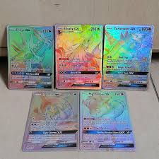 Pokemon 100+ rainbow rare cards binder collection includes 5 foils in any combination and at least 1 of the following cards, ex and gx, fa, secret rare, tag team, unified minds 3.4 out of 5 stars 85 $46.50 $ 46. Rainbow Rare Pokemon Cards Hobbies Toys Toys Games On Carousell
