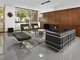 The barcelona chair was designed by ludwig mies van der rohe to furnish his german pavilion at the international exhibition in barcelona. Edmonton Living Room Ideas For Small Apartments Living Room Modern With Black Leather Lounge Furniture Contemporary Arc Floor Lamps Barcelona Chair