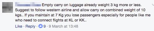 In addition to the carry on luggage allowance provided herein, each passenger may carry without additional charge, the following carry on items the weight of which. People Are Not Happy With Airasia For Enforcing A 7kg Weight Limit On Carry On Luggage
