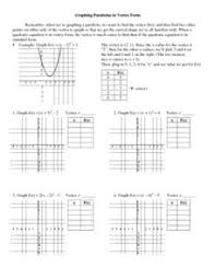 Parabolas are also symmetrical which means they can be folded along a line so that all of the points on one side of. 35 Graphing A Parabola From Vertex Form Worksheet Answer Key Worksheet Resource Plans