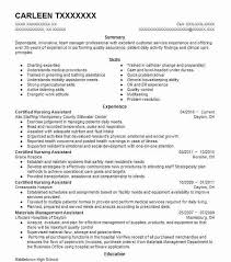 Certified Nursing Assistant Resume Objectives Resume Sample