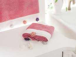 Alma Dantelli Yuz Havlusu 50x90 K Pembe Pembe Havlular Dantel