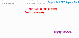 Ada berbagai cara mengubah pdf ke word, baik secara online menggunakan situs seperti duplichecker dan semacamnya, atau offline dan menggunakan software atau tanpa software. Convert Fail Pdf Kepada Word