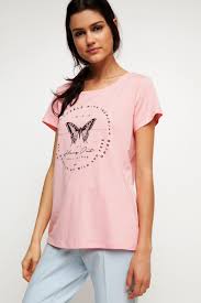 Pembe Kadin Kelebek Baskili Body 666908 Defacto Kadin Kadin Tisort Kadin Olmak