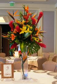 Pin By Nicole Huetter On Wedding Random Ideas Tropical Floral Arrangements Tropical Flower Arrangements Tropical Centerpieces