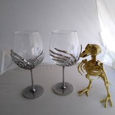 3.5 diameter, 9.5 high stem: Dining 2 Skeleton Hand Wine Glasses Poshmark